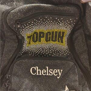 Top gun backpack Black Sparkle Backpack with Rhinestone Design